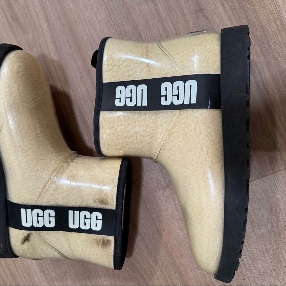 UGG Cream and Black Shearling Boots